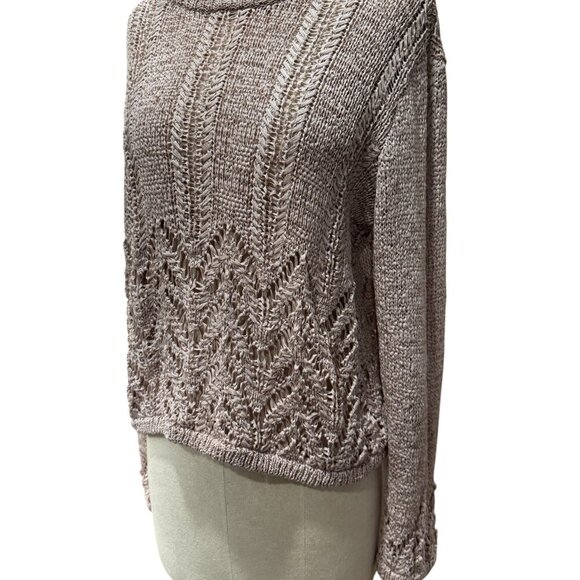 BCBGMAXAZRIA Crochet Crop Sweater, Bare Pink, XL - Picture 3 of 4